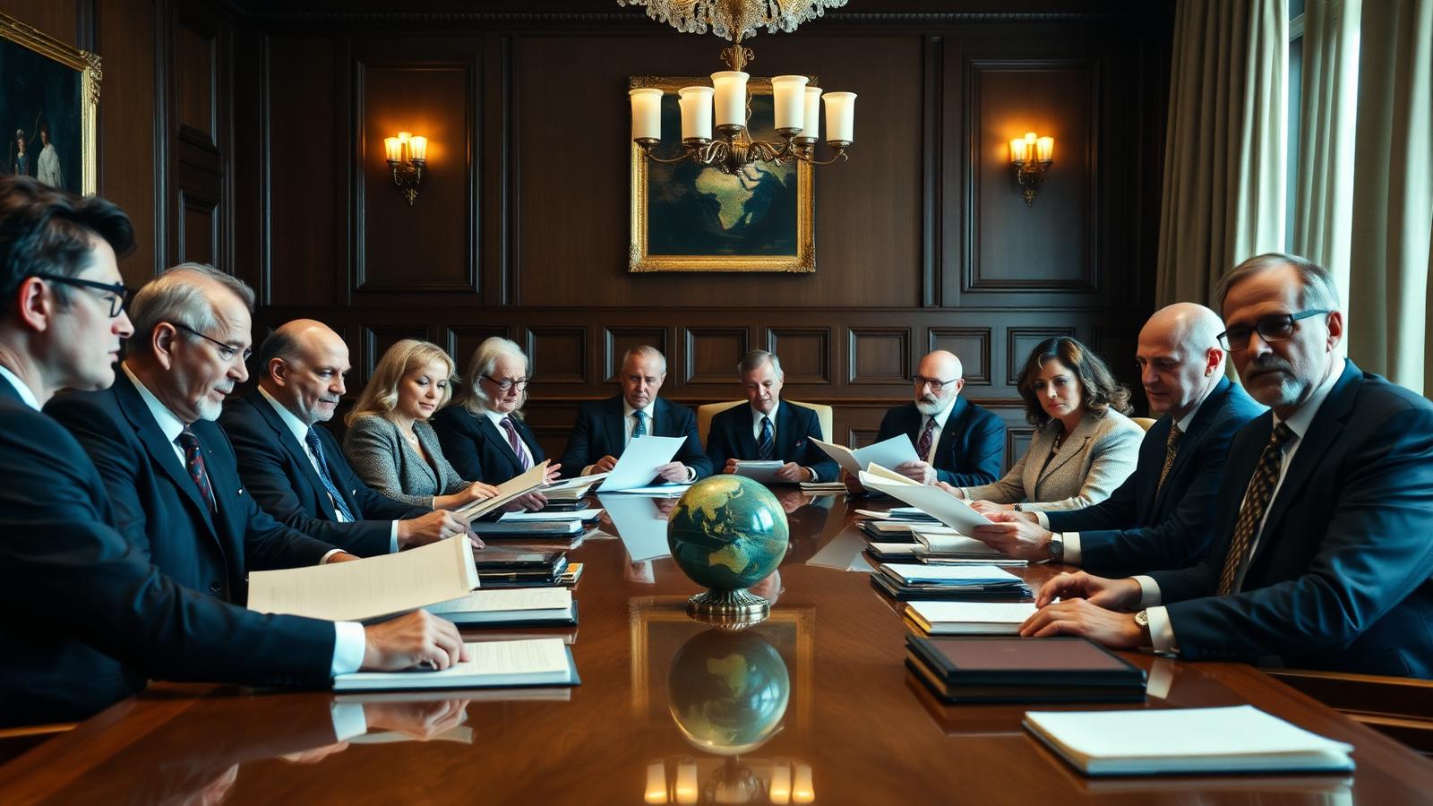 An international leadership team joining a UK board meeting by video conference alongside a director attending in person