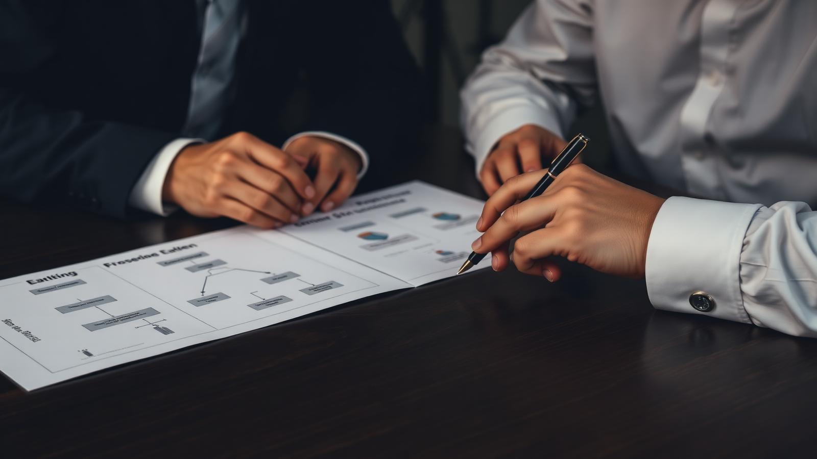 International business leaders reviewing UK corporate structure options around a table